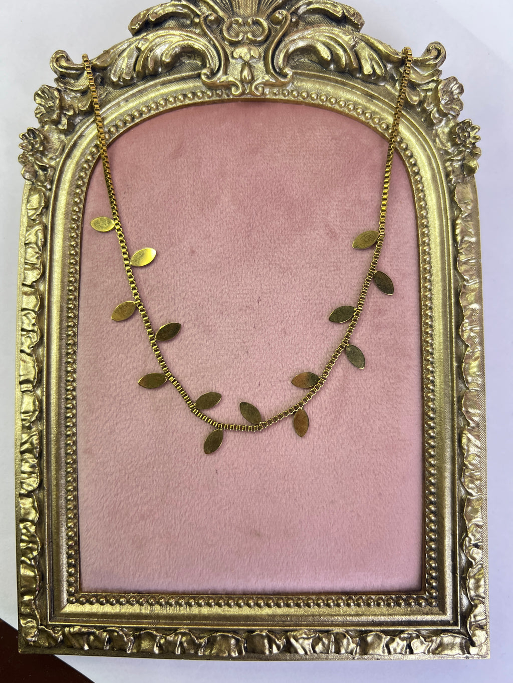 Gold Trailing Leaf Charm Necklace