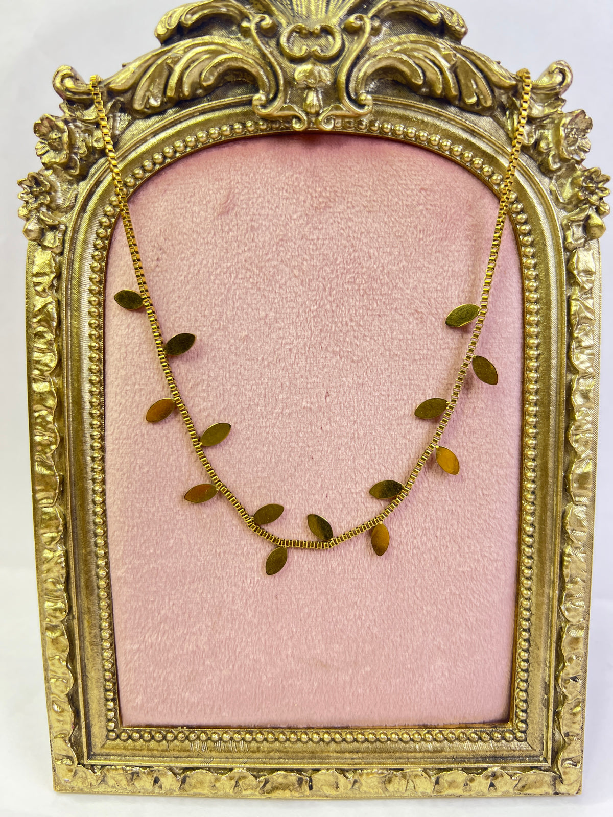 Gold Trailing Leaf Charm Necklace