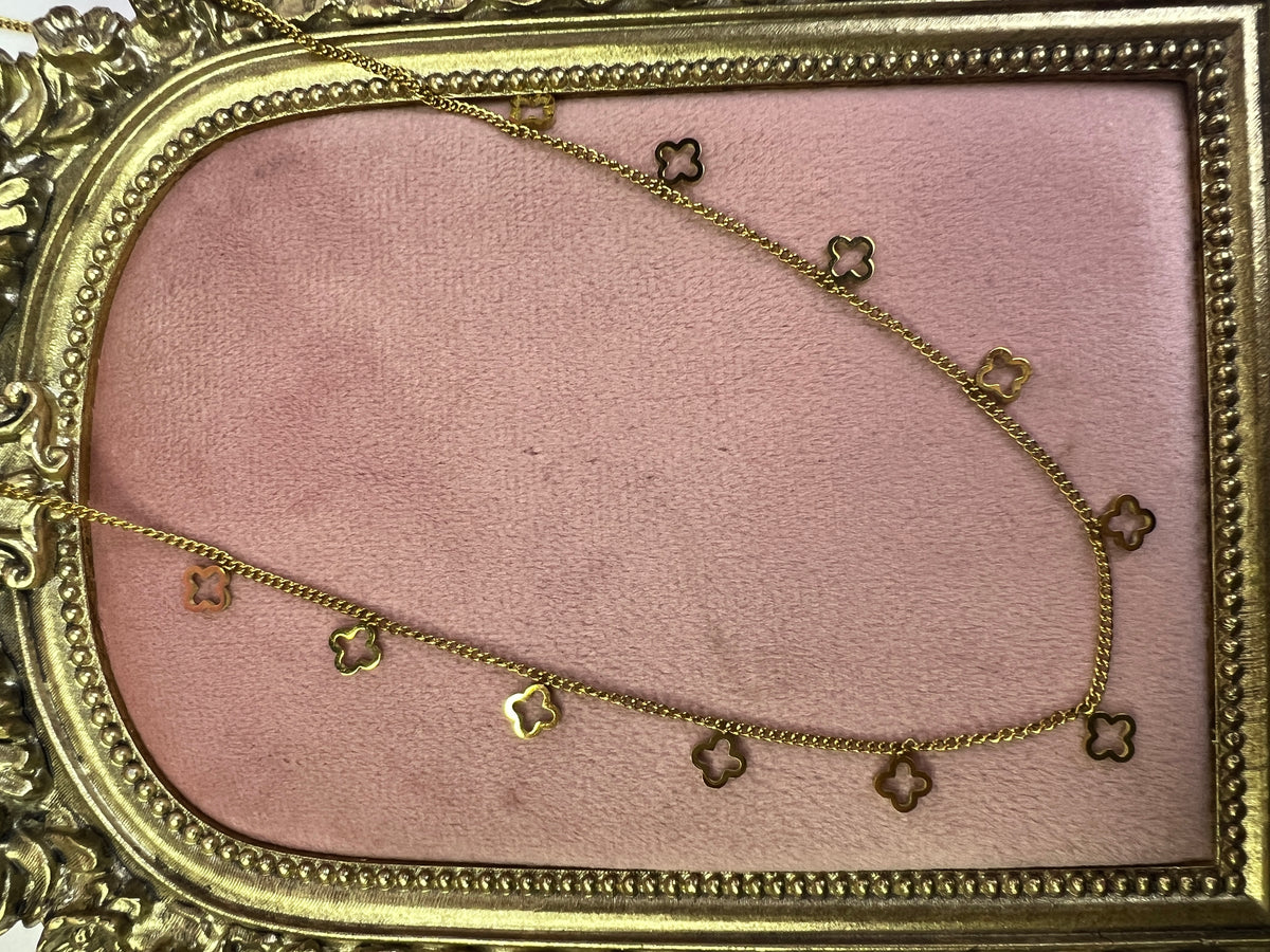 Gold Dainty Clover Charm Necklace