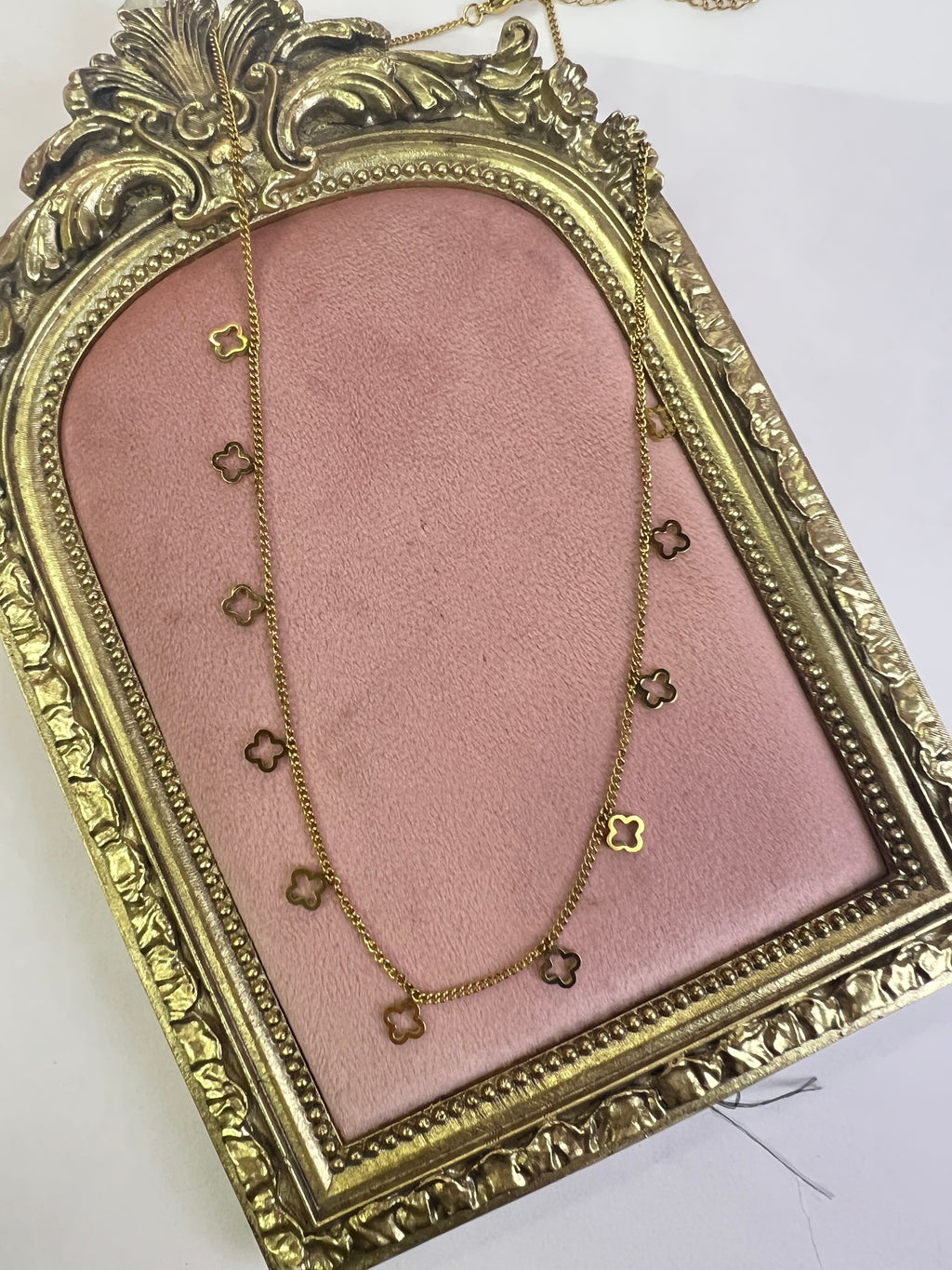 Gold Dainty Clover Charm Necklace