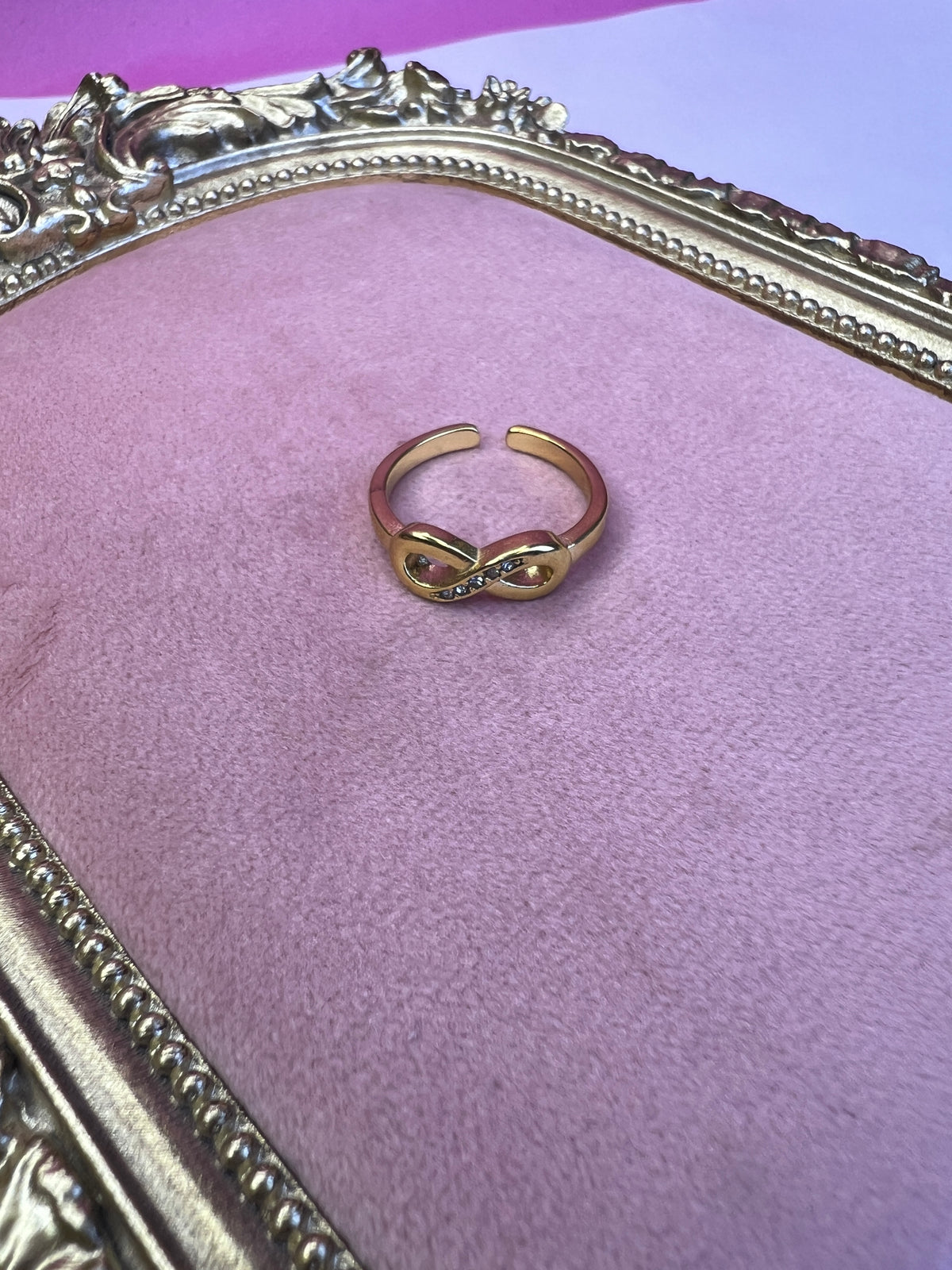 Gold Crystal Infinity Ring