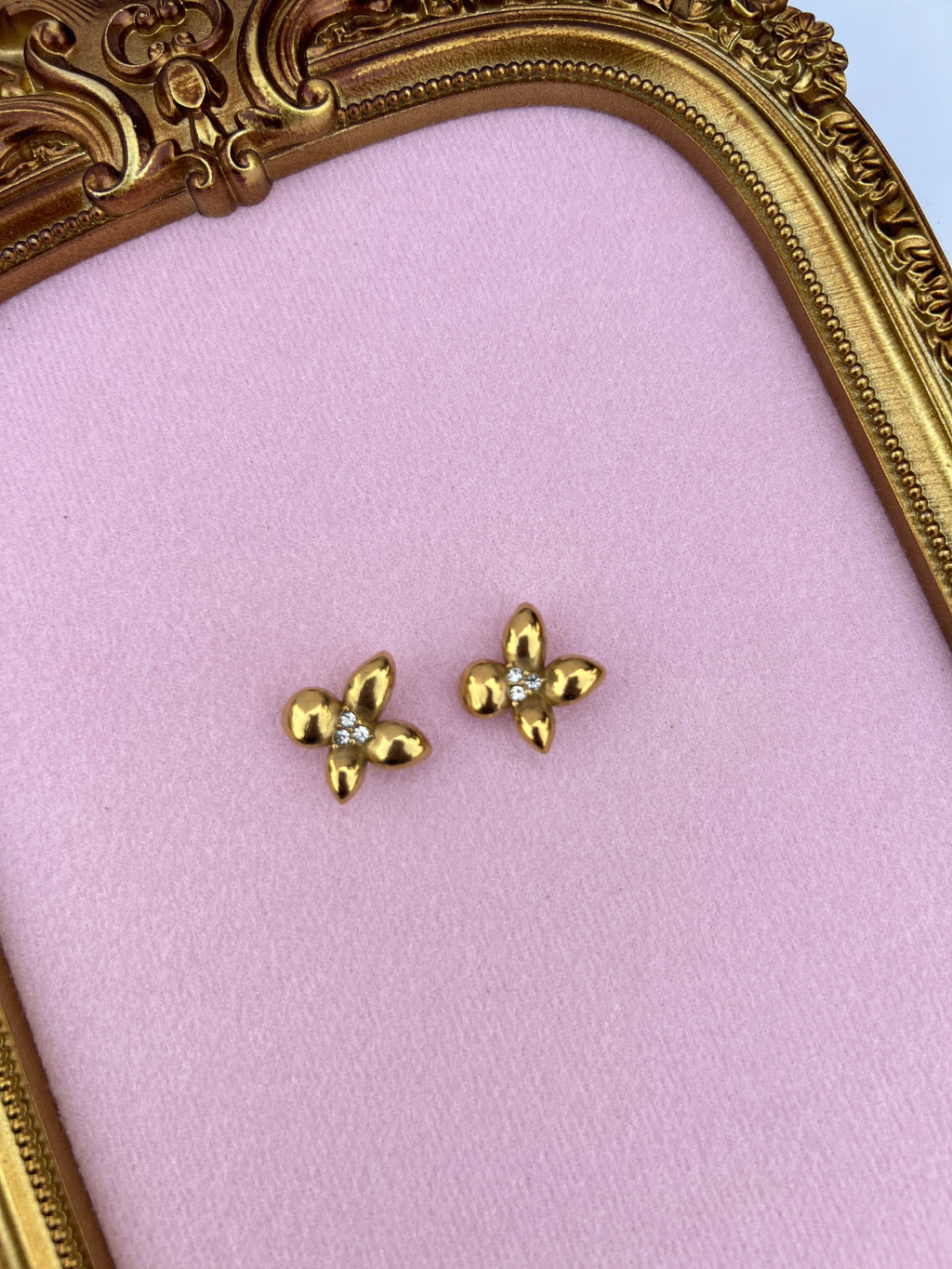 Gold Crystal Blossom Stud Earrings