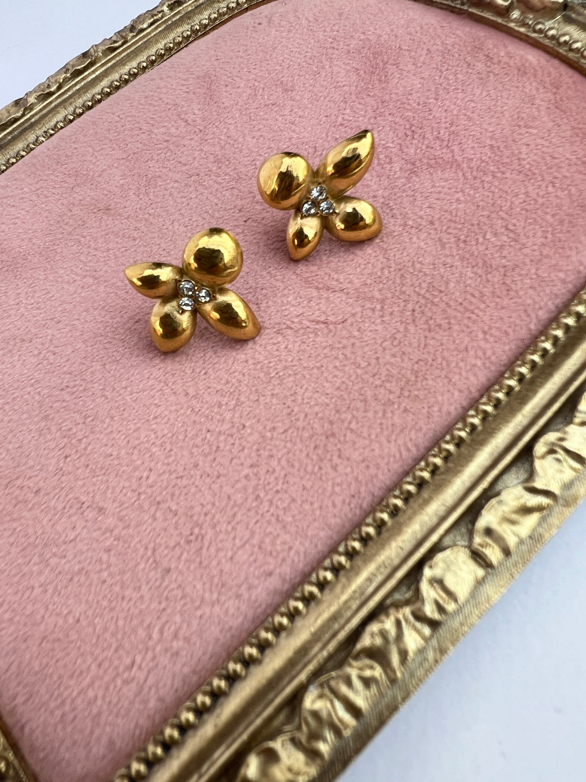 Gold Crystal Blossom Stud Earrings