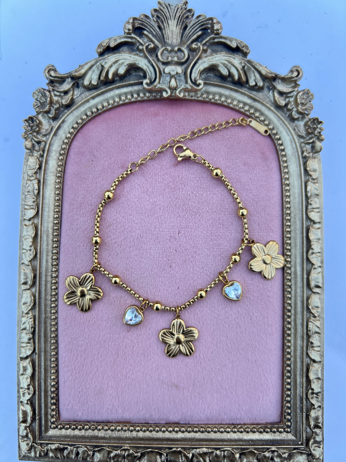 Heart Crystal Charm Bracelet
