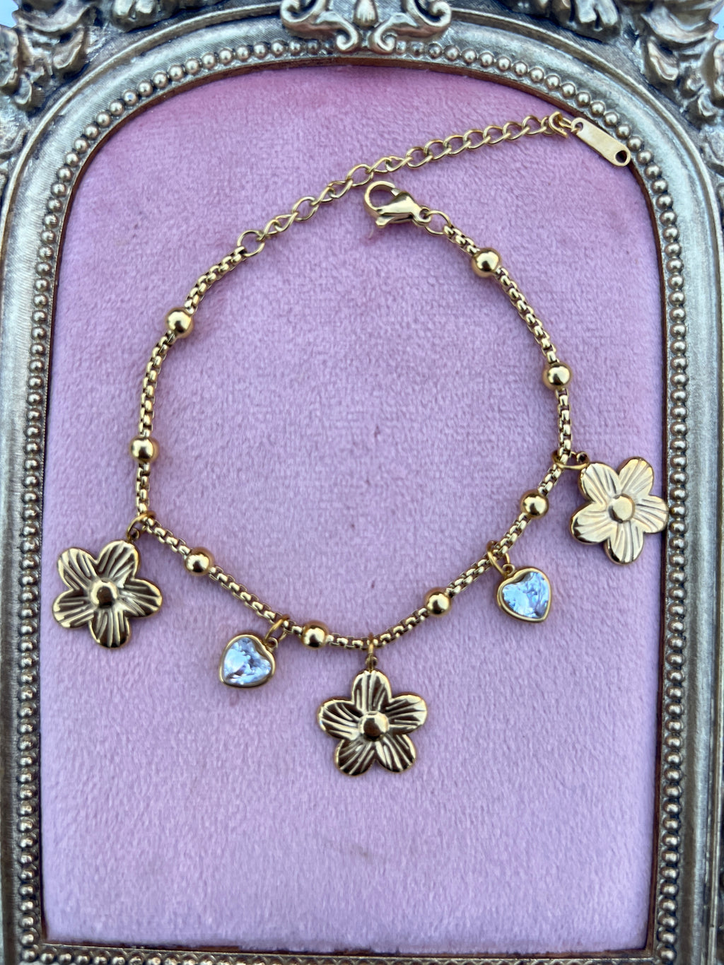 Heart Crystal Charm Bracelet