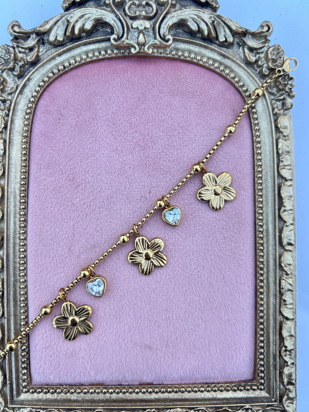 Heart Crystal Charm Bracelet