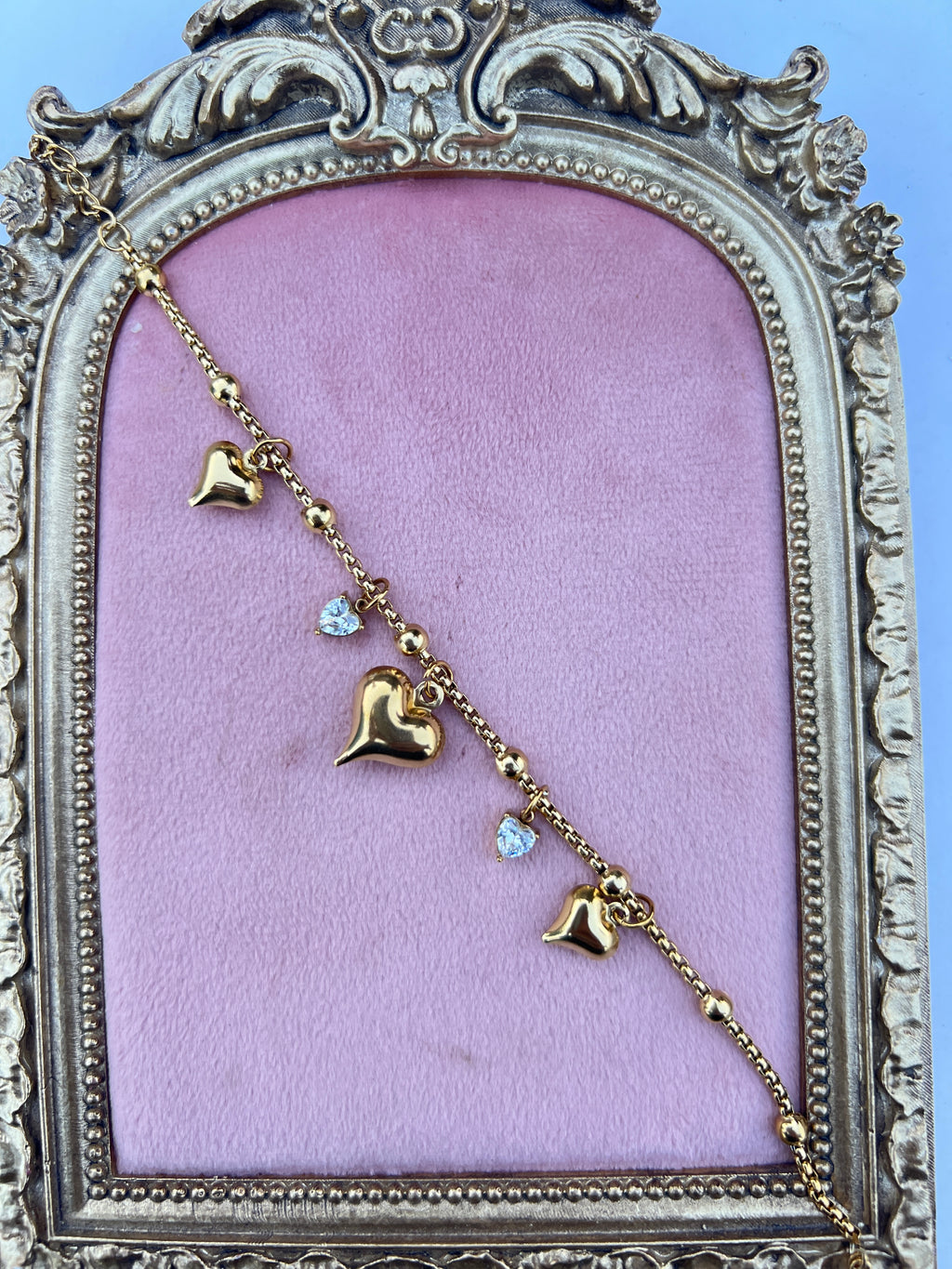 Gold Puffed Heart Bracelet