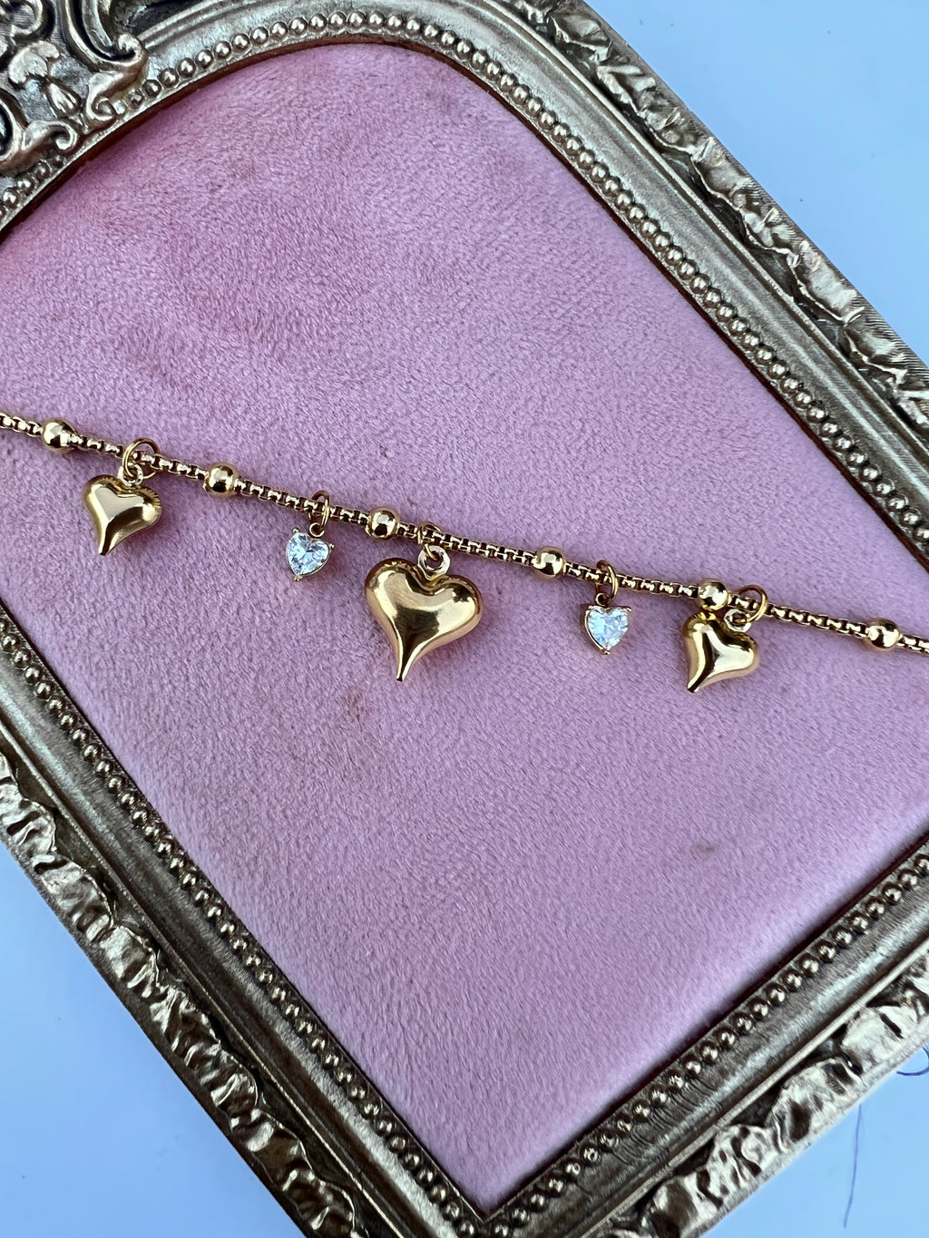 Gold Puffed Heart Bracelet