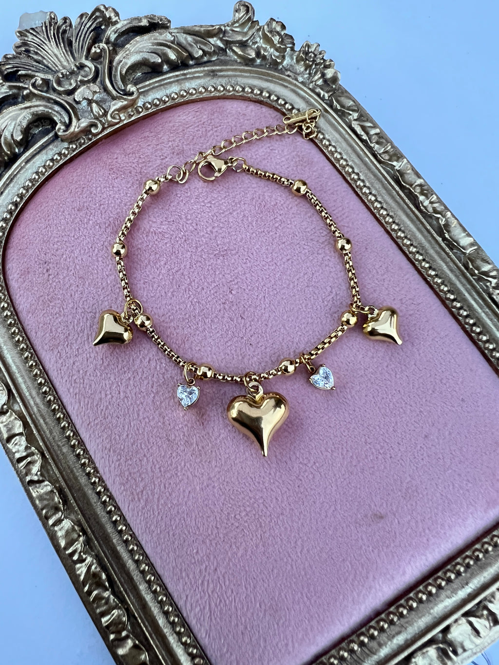 Gold Puffed Heart Bracelet