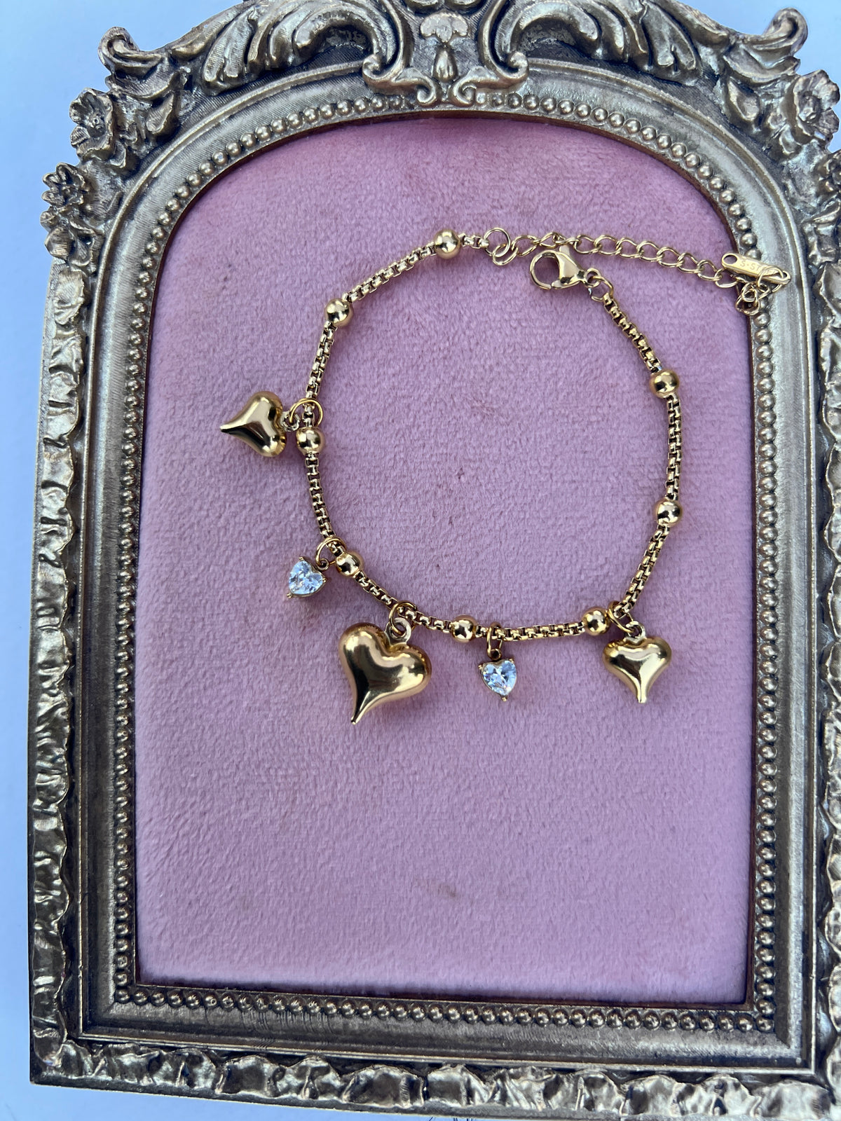 Gold Puffed Heart Bracelet