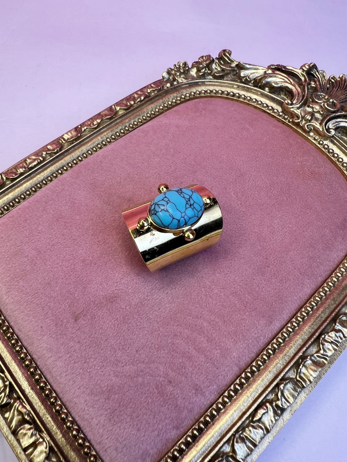 Gold Turquoise Statement Cuff Ring