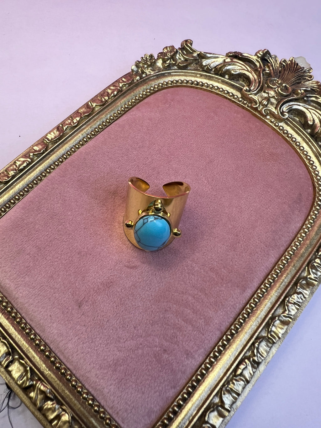 Gold Turquoise Statement Cuff Ring