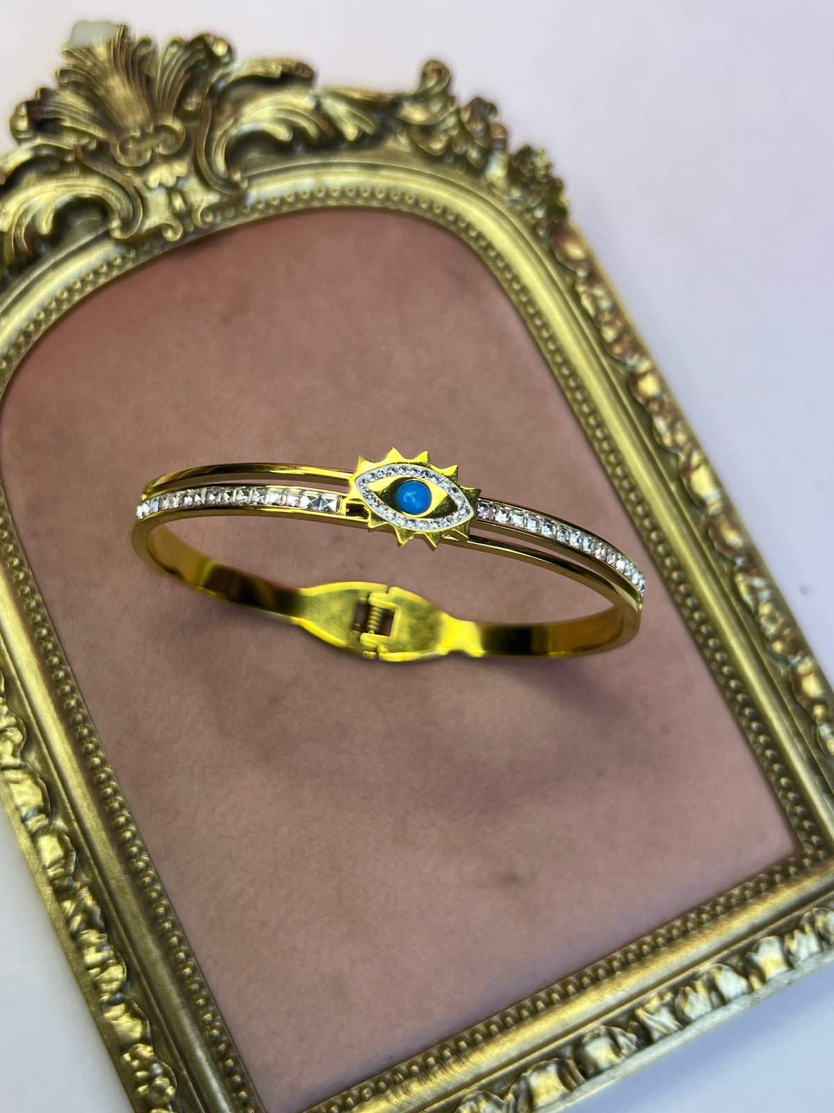 Gold Crystal Evil Eye Bangle
