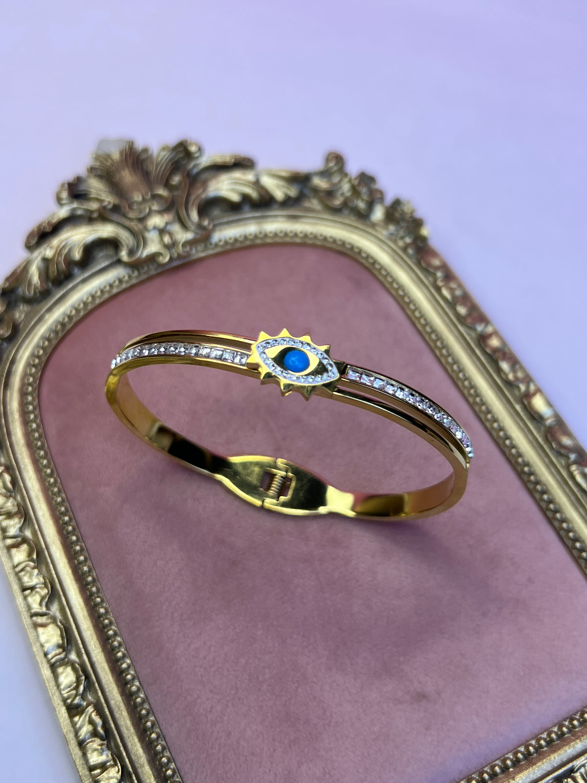 Gold Crystal Evil Eye Bangle