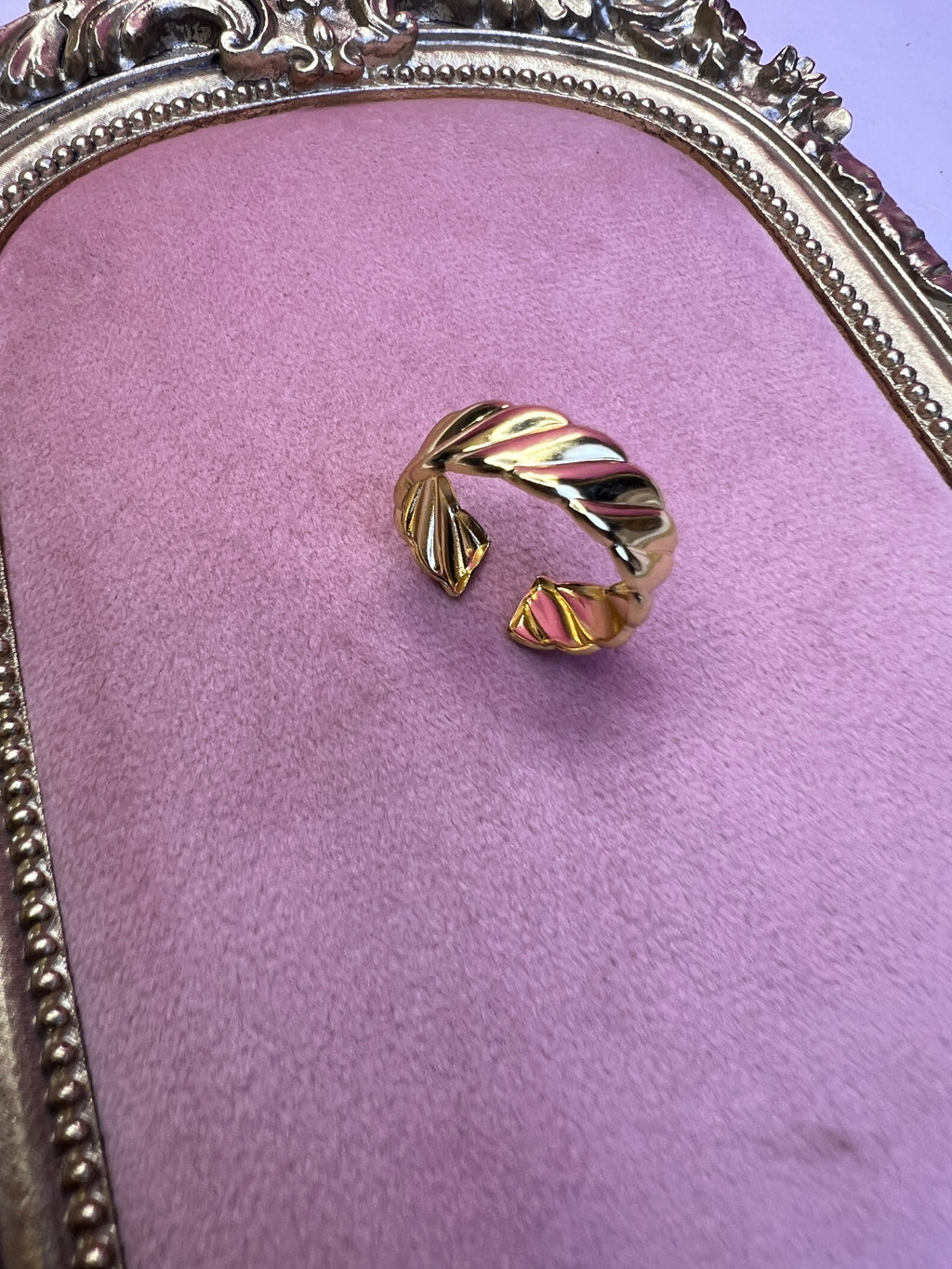 Gold Twisted Croissant Statement Ring