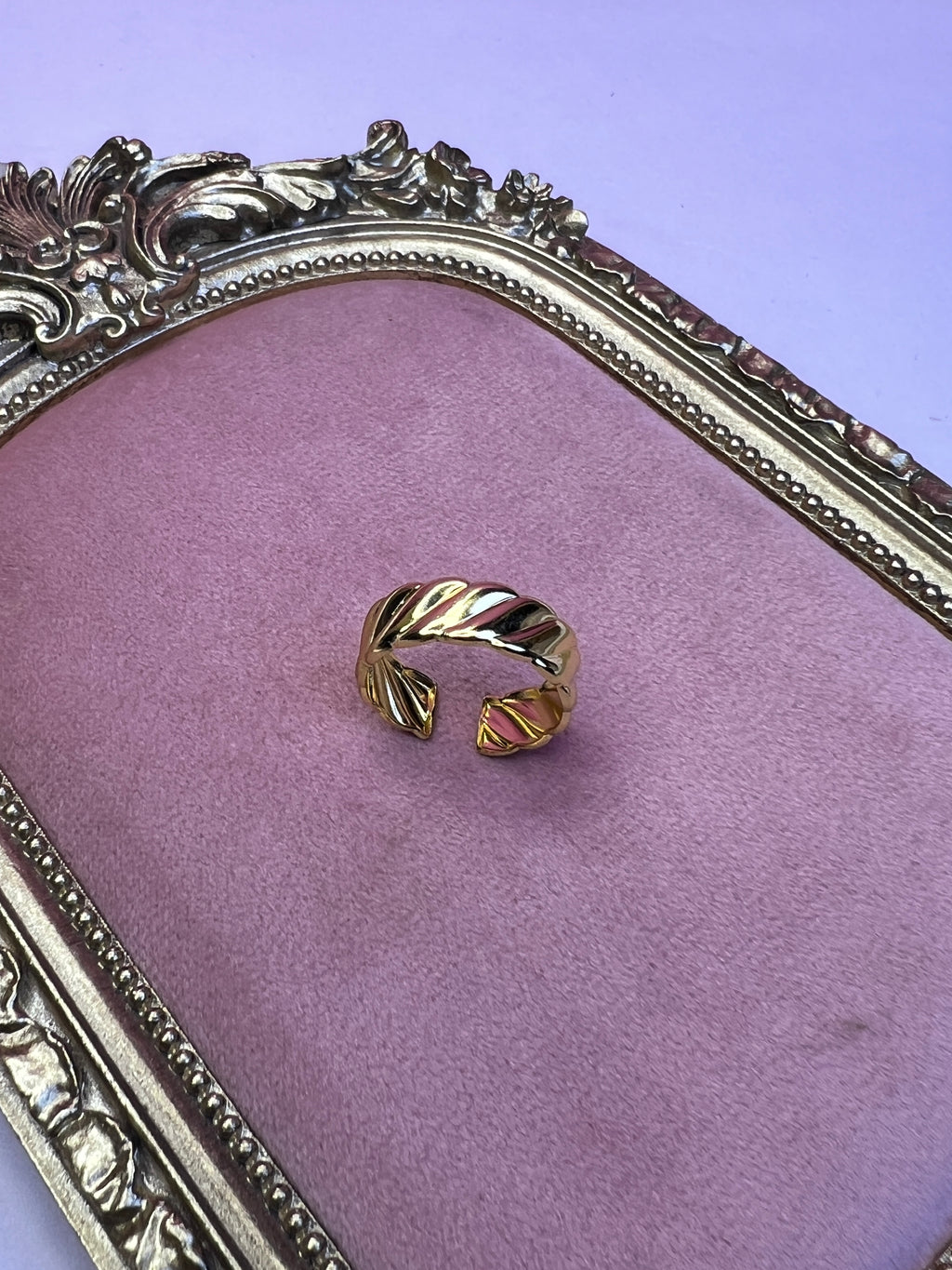 Gold Twisted Croissant Statement Ring