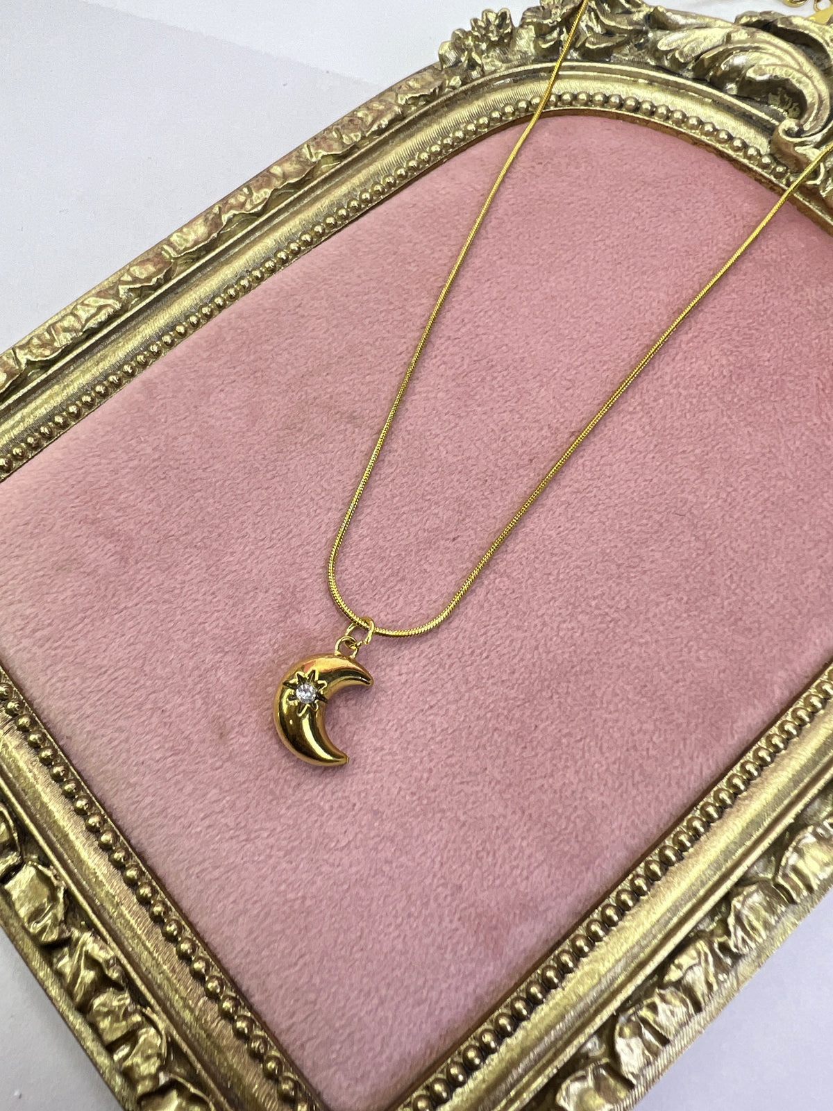 Gold Celestial Crescent Moon Necklace