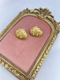 Gold Pearl Scallop Shell Earrings