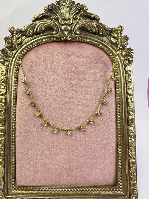 Gold Crystal Drop Necklace
