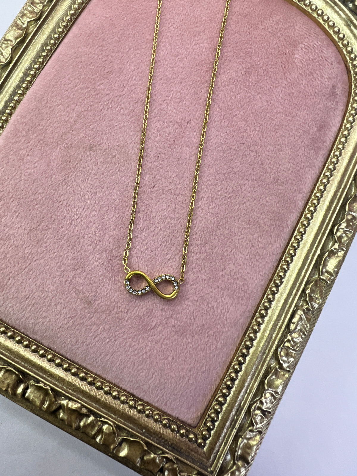 Gold Crystal Infinity Pendant Necklace