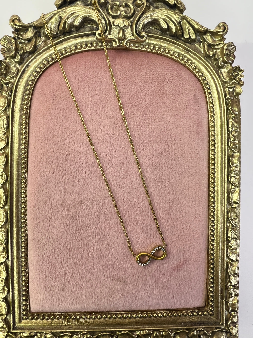 Gold Crystal Infinity Pendant Necklace
