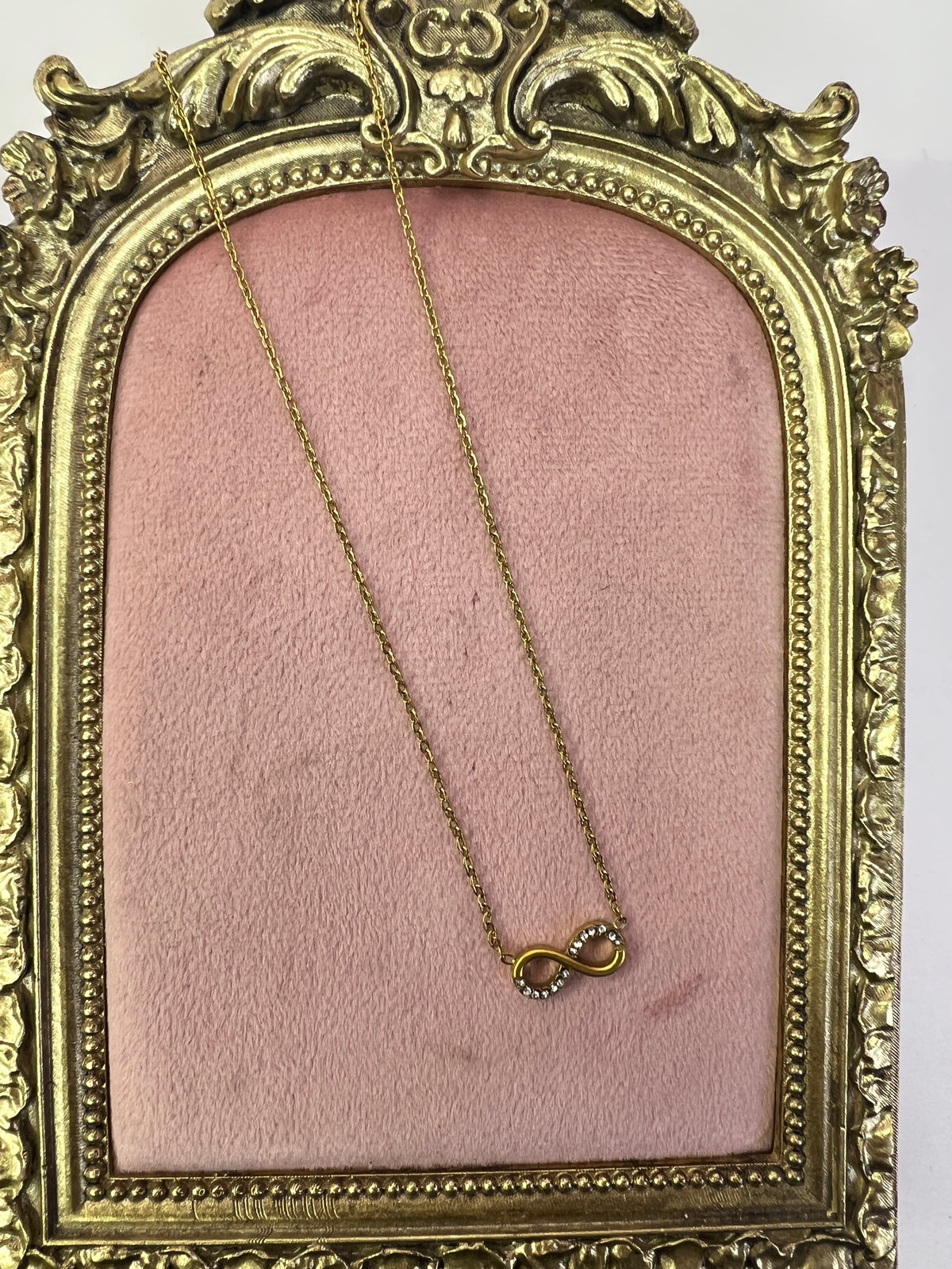Gold Crystal Infinity Pendant Necklace