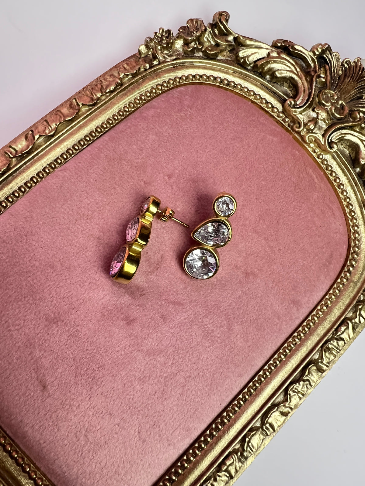 Gold Graduated Crystal Cascade Earrings