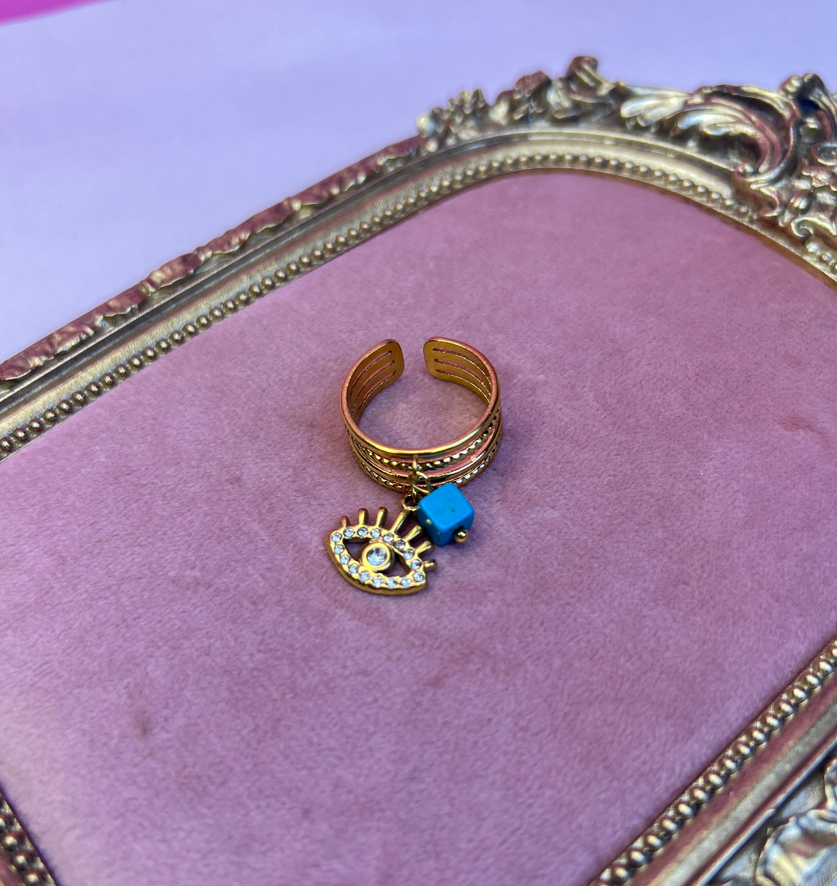 Turquoise Charm Dangle Ring
